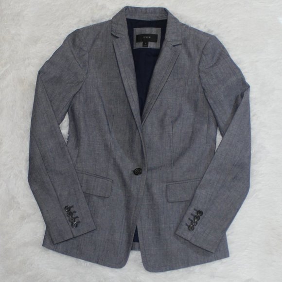 J. Crew Chambray Regent One Button Women's Blazer Size 0 - Picture 4 of 5
